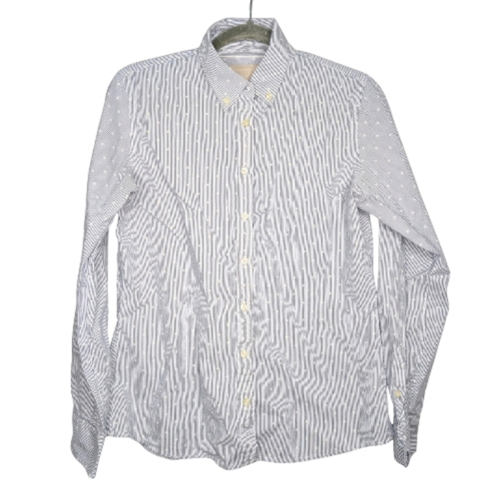 Banana Republic Soft Wash Button Down Shirt Blue Stripe Dot – Women's M
